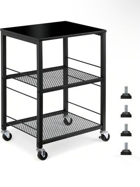 Black Mesh Utility Cart with Wheels - Home Storage